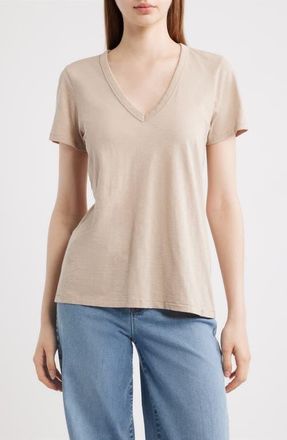 Rag & Bone The Slub V-Neck T-Shirt in Soft Beige at Nordstrom, Size X-Small