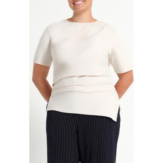 Estelle Sasha Short Sleeve Top in Oyster at Nordstrom, Size 16W