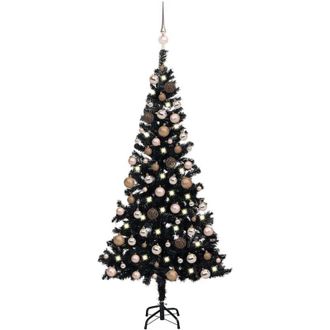 vidaXL &Aacute;rbol De Navidad Preiluminado Con Luces Y Bolas Negro 150 Cm Vidaxl