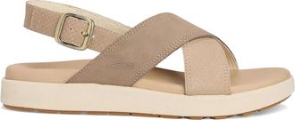Keen Womens Elle Luxe Cross Strap Cute Comfortable Leather Sandals, Plaza Taupe/Brindle, 7