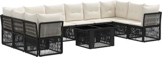 vidaXL Conjunto De Sof&aacute;s De Jard&iacute;n 11 Uds. Negro Rat&aacute;n Sint&eacute;tico Vidaxl