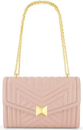 Mac Duggal Gold Plated Hardware Quilted Napa Leather Handbag in Rose at Nordstrom