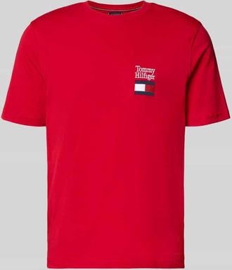 Tommy Hilfiger Regular Fit T-Shirt aus reiner Baumwolle Modell BRAND LOVE TEXT in Rot, Gr&ouml;&szlig;e XXL