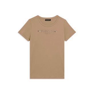 Freddy T-shirt da donna con strass e banda logata sulle spalle