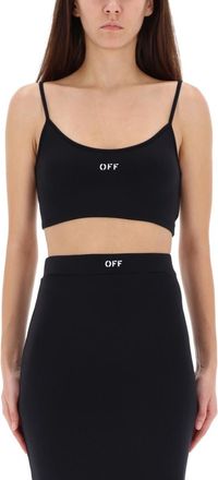 Off-white Black Logo Scoop Neck Top