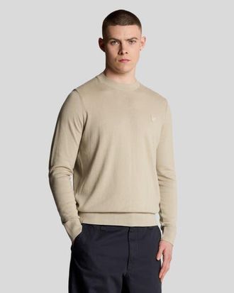Lyle & Scott Tonal Superfine Crew Neck Sweater in Willow Grey at Nordstrom, Size Xx-Large