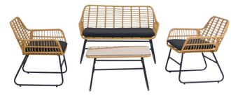 Nordlys Garden Lounge Set in Rattan & Metal in Black