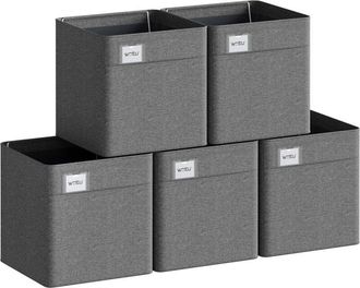 Woltu Juego De 5 Cajas De Almacenamiento Plegables De Tela, 17 L, Color Gris Oscuro - Woltu