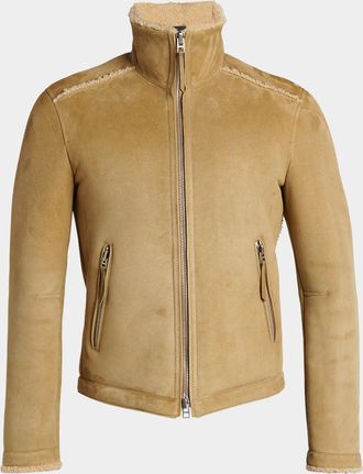Tom Ford Men & apos;s Shearling-Trim Suede Jacket