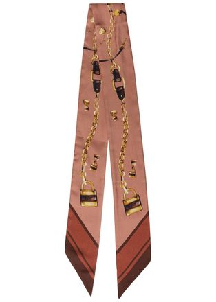 Chlo&eacute; Paddington Slim Printed Silk Scarf - Brown - One Size