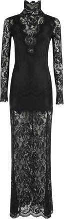 Paco Rabanne Fitted Lace Dress With High Collar