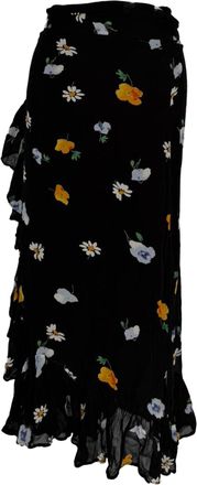 Ganni Ganni Dainty Georgette Midi Wrap Skirt in Black Viscose