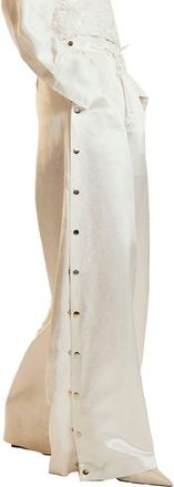 Cynthia Rowley Wide Leg Snap Pants in White at Nordstrom, Size Large