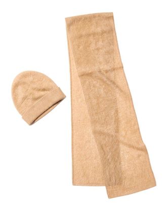 Amicale Cashmere Cashmere Brushed Cashmere Hat & Scarf Set