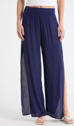 Elan Side Slit Wide Leg Cover-Up Pants in Navy at Nordstrom Rack, Size X-Large