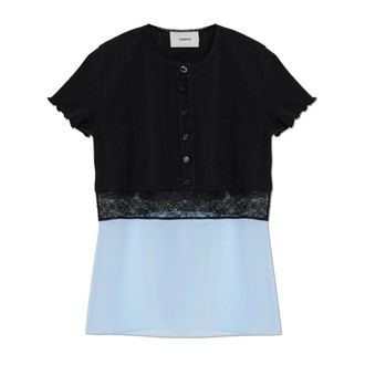 Coperni Blouses, female, Black, Size: XS Top Made of Combined Fabrics