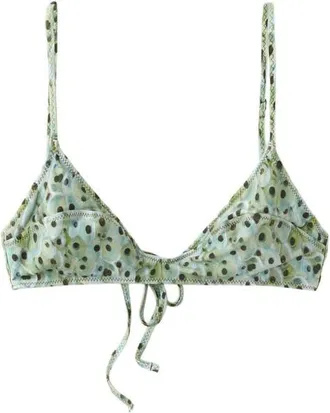 Mango Printed Triangle Bikini Top in Green at Nordstrom, Size Medium