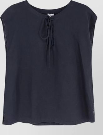 Aspesi linen shirt round hem side slits sleeveless