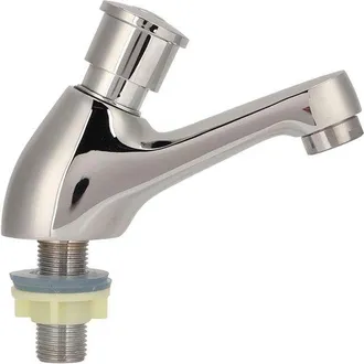 OEM Grifo De Agua Fr&iacute;a Con Temporizador - Grifo Autom&aacute;tico Con Pulsador - Ahorro De Agua - Dise&ntilde;o De Cierre Autom&aacute;tico - 14 Cm De Longitud - Plateado