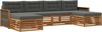 vidaXL Conjunto De Sof&aacute;s De Exterior 6 Uds. Madera De Acacia S&oacute;lida Vidaxl