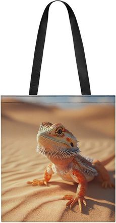Generic Bearded Dragon in Desert Womens Tote Casual Shopping Bag Lightweight Shoulder Bags Hobos Handbag for Work Travel Daily 35x40cm