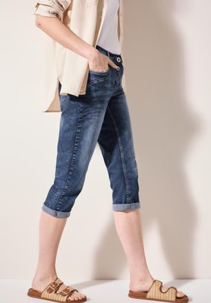 Cecil 3/4-Jeans CECIL Style Scarlett, Damen, Gr. 26, N-Gr, blau (mid blau used wash), Denim/Jeans, Obermaterial: 78% Baumwolle, 20% Polyester, 2% Elasthan, 