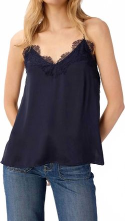 Cami NYC Racer Silk Cami In Navy