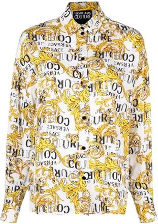 Versace Jeans Couture Witte Lange Mouw Viscose Shirt - Dames - Overhemden - Veelkleurig - M - Overhemden