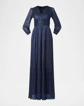 Shoshanna Venus Shimmer Empire Maxi Dress
