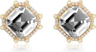 Goshwara Asscher Cut Stone Stud Earrings in Clear at Nordstrom