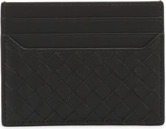 Bottega Veneta Intrecciato Piccolo Leather Card Case in Dark Green-Silver at Nordstrom
