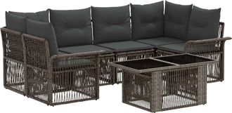 vidaXL Conjunto De Sof&aacute;s De Jard&iacute;n 7 Uds. Gris Y Gris Oscuro Vidaxl