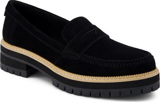 Toms Cara Platform Penny Loafer in Black at Nordstrom, Size 7.5