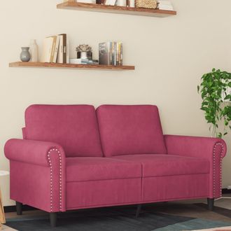 vidaXL Sof&aacute; De 2 Plazas De Terciopelo Rojo Tinto 120 Cm Vidaxl