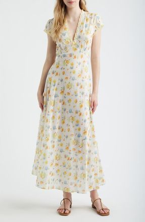 D&ocirc;en Helia Floral Print Voile Midi Dress in Dahlia Floral at Nordstrom, Size X-Small