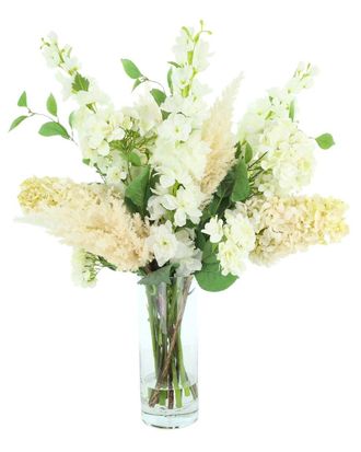 Creative Displays Inc. Handmade Faux Assorted Hydrangea & Delphinium Arrangement In Glass Vase