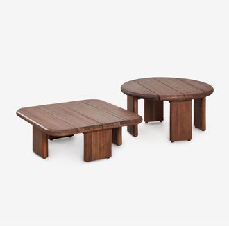 Sklum Set De 2 Mesas De Centro Para Jard&iacute;n En Madera De Acacia Famara Sklum
