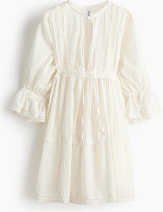 H&M Baumwollkleid mit Spitze - White