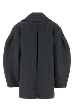 Ganni Womens Grey Wool Blend Coat Pewter Cappotti