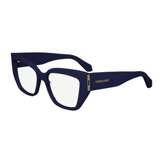 Ferragamo Eyeglasses Square Full Rim, Navy Blue Frame And Clear Demo Lens Lens Sf2972414