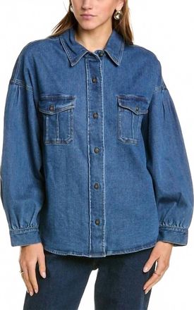 French Connection Womens Penelope Denim Puff Sleeve Shirt In Blue