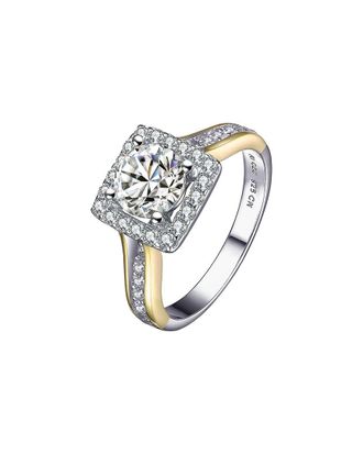 Genevive 14K Plated Cz Halo Ring