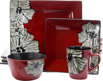 Elama 16Pc Square Stoneware Dinnerware Set