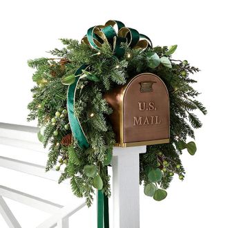 Frontgate Majestic Holiday Mailbox Swag - Frontgate - Outdoor Christmas Decorations