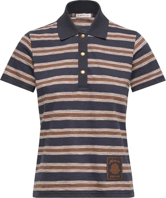 Moncler Moncler Striped Cotton Polo Shirt, Women, Blue, Size: L