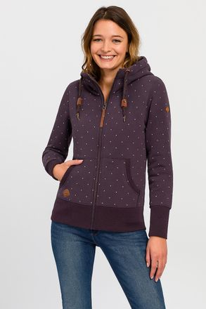 Ragwear Kapuzensweatjacke RAGWEAR NESKA DOTS MULTICOLOR ZIP O, Damen, Gr. XXL, rot (wine rot), Sweatware, Obermaterial: 70% Baumwolle, 30% Polyester, gemuster