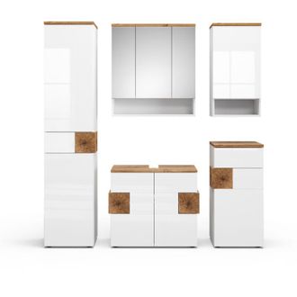 Vicco Set di mobili da bagno Eden, Bianco, 5 parti