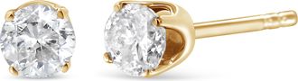 House of Brilliance AGS Certified 14K Yellow Gold 1/2 Cttw 4 Prong Set Brilliant Round-Cut Solitaire Diamond Push Back Stud Earrings
