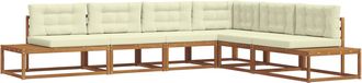 vidaXL Conjunto De Sof&aacute;s De Exterior 6 Uds. Natural Y Crema Vidaxl