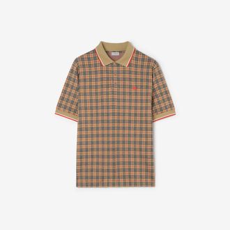 Burberry Check Cotton Blend Polo Shirt